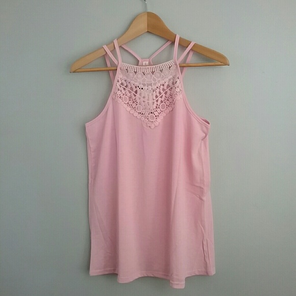 Tops - Pink Crochet Tank Top